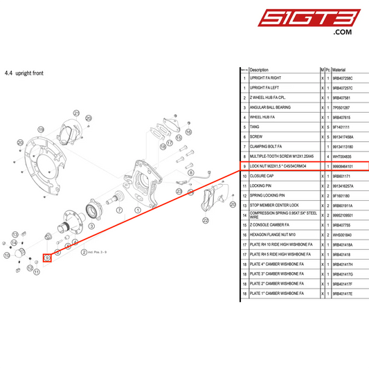 LOCK NUT M22X1,5 * C45/34CRMO4 - 99908464101 [PORSCHE 992.1 GT3 R]