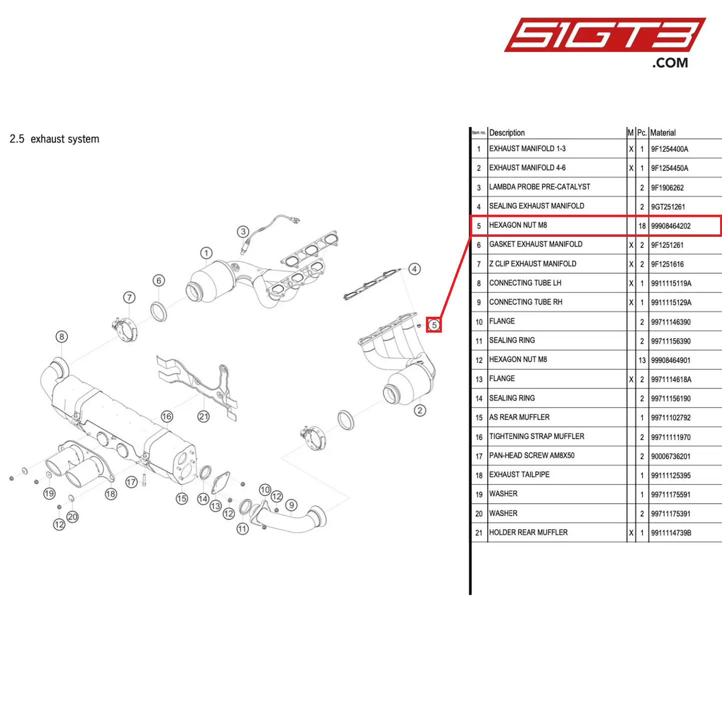 HEXAGON NUT M8 - 99908464202 [PORSCHE 991.1 GT3 Cup (2017)]