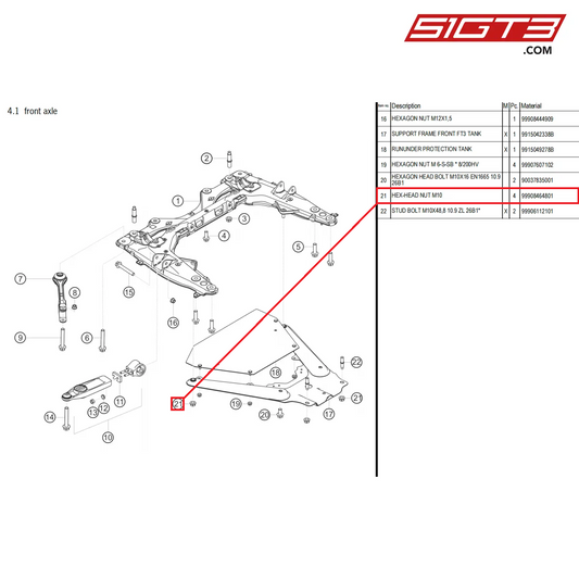 HEX-HEAD NUT M10 - 99908464801 [PORSCHE 718 Cayman GT4 Clubsport]