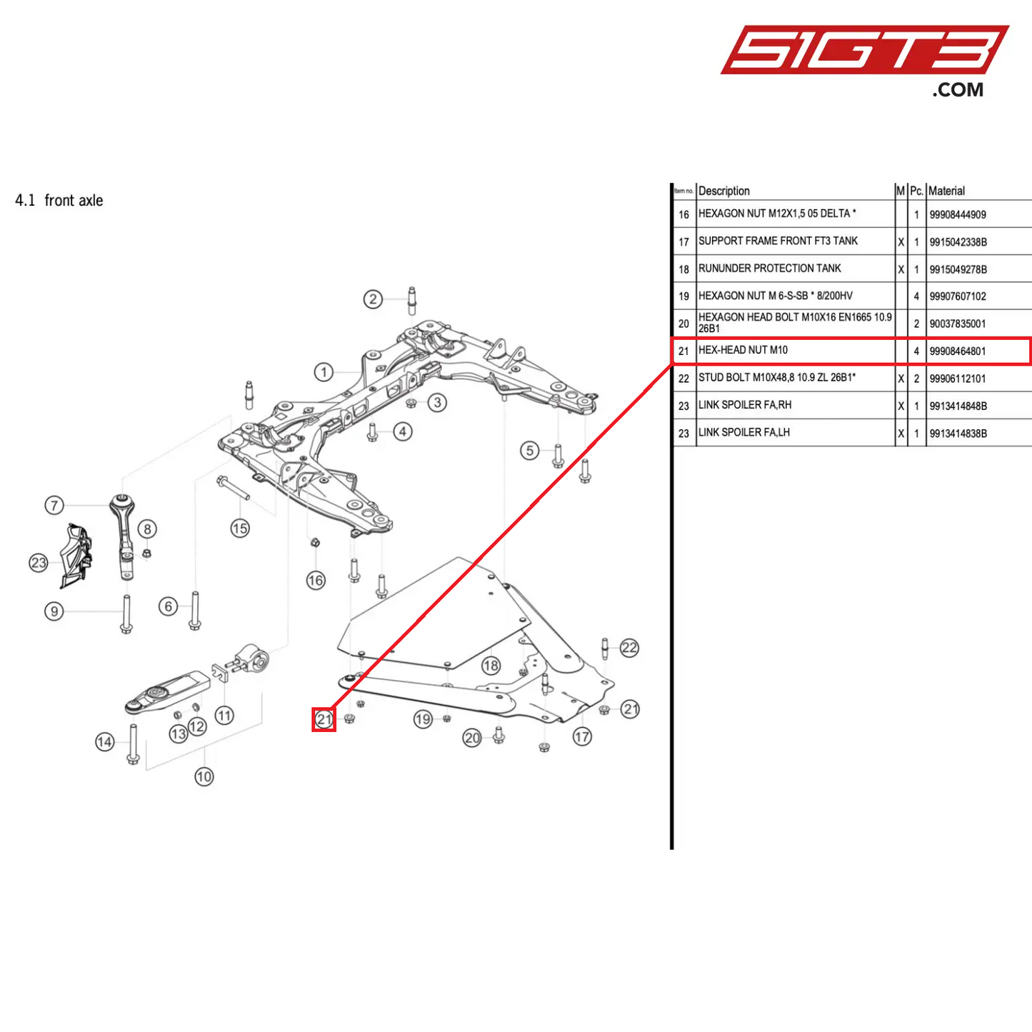 HEX-HEAD NUT M10 - 99908464801 [PORSCHE 718 Cayman GT4 RS Clubsport]