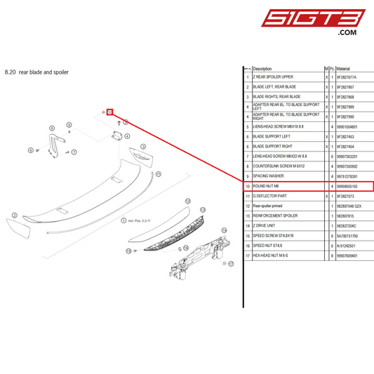 ROUND NUT M6 - 99908505103 [PORSCHE 718 Cayman GT4 Clubsport]