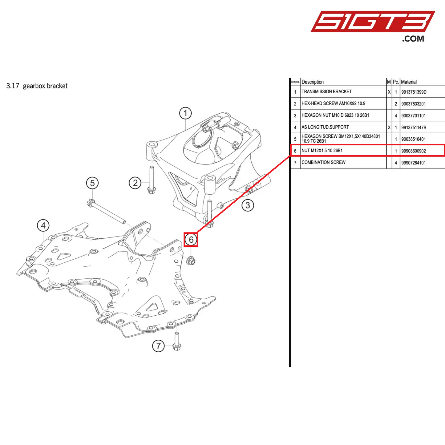 NUT M12X1,5 10 26B1 - 99908600902 [PORSCHE 911 GT3 R Type 991 (GEN 2)]