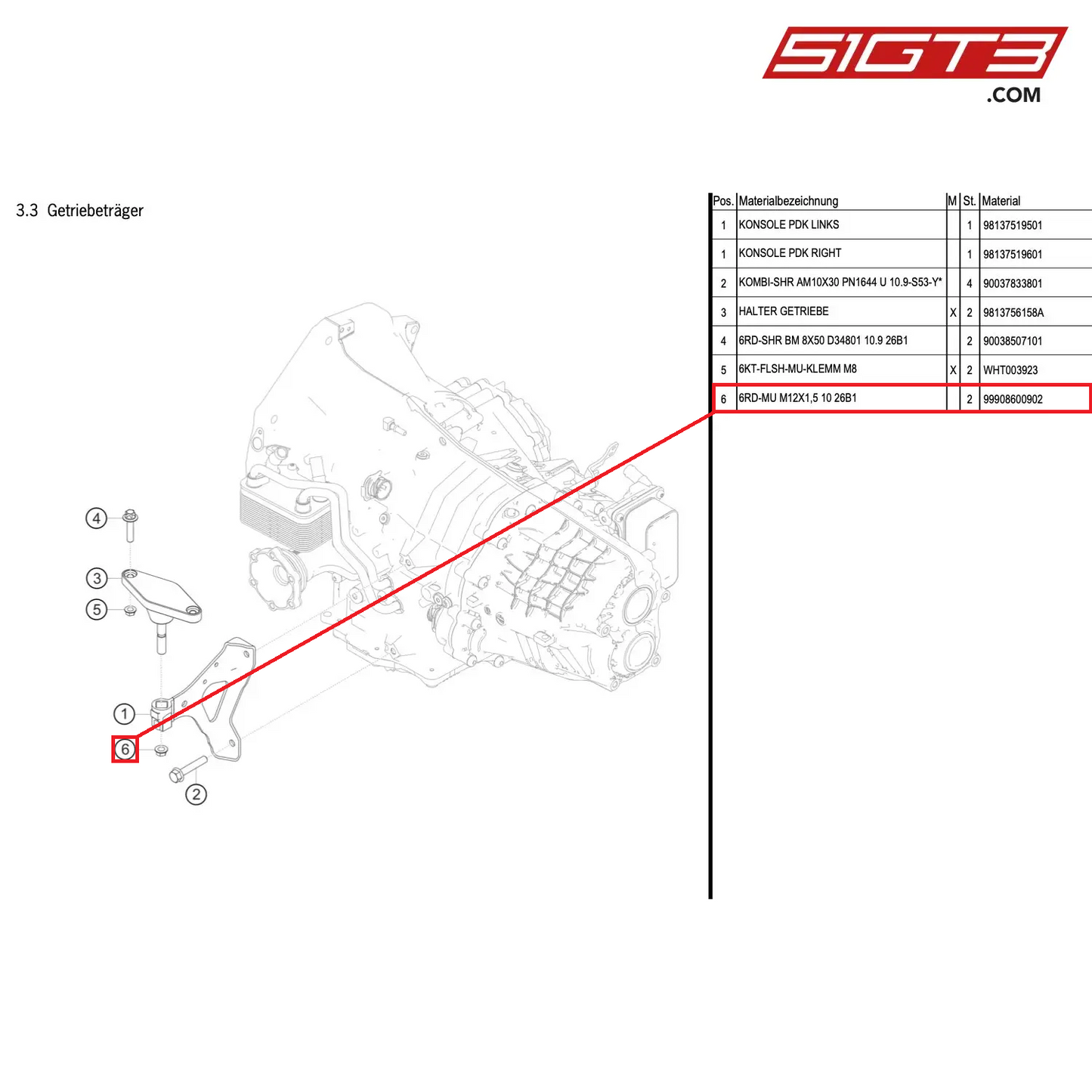 NUT M12X1,5 10 26B1 - 99908600902 [PORSCHE Cayman 981 GT4 Clubsport]