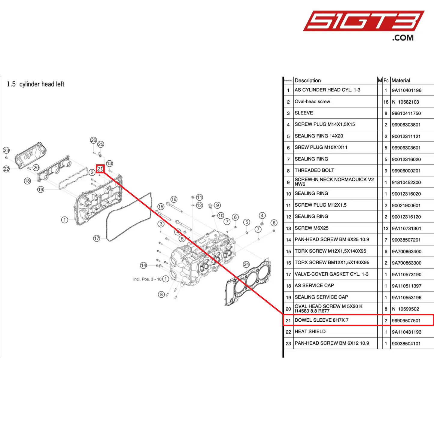 ADAPTER SLEEVE 8H7X 7 - 99909507501 [PORSCHE 991.2 GT3 Cup]