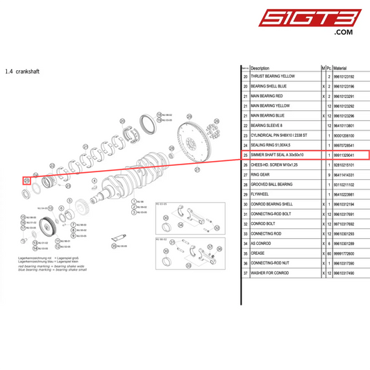 SIMMER SHAFT SEAL A 30x50x10 - 99911329041 [PORSCHE 996 GT3 Cup]