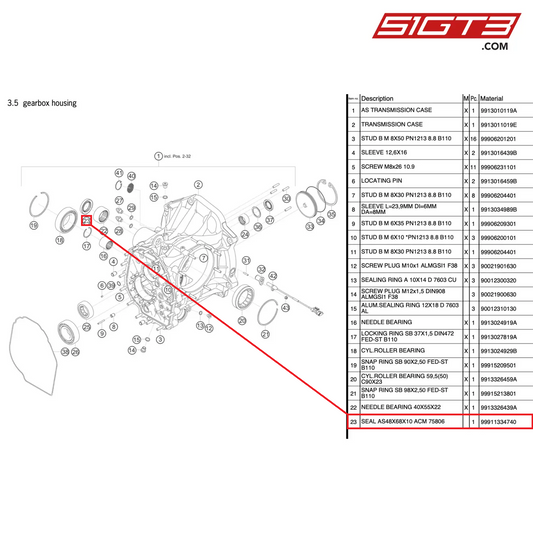 JOINT AS48X68X10 ACM 75806 - 99911334740 [PORSCHE 991.2 GT3 Cup]