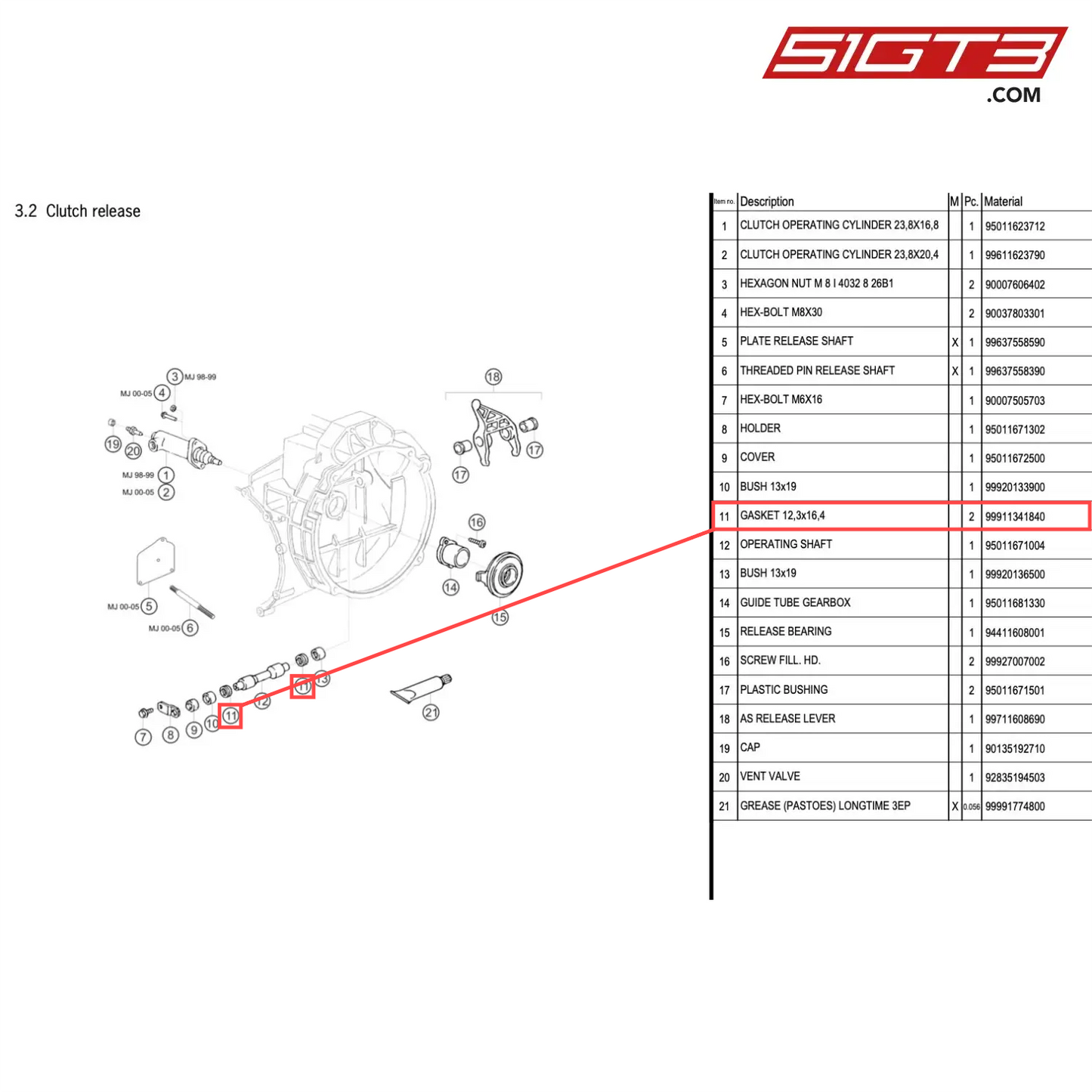 GASKET 12,3x16,4 - 99911341840 [PORSCHE 996 GT3 Cup]