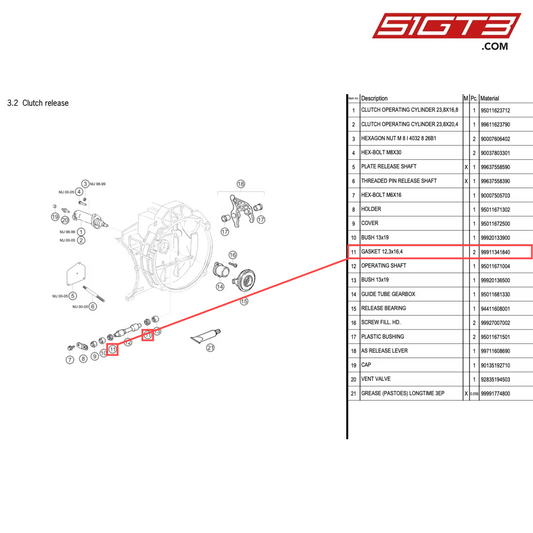 GASKET 12,3x16,4 - 99911341840 [PORSCHE 996 GT3 Cup]