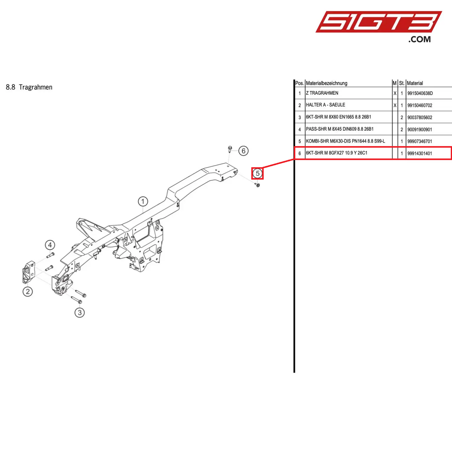 HEXAGON HEAD BOLT M 8GFX27 10.9 Y 26C1 - 99914301401 [PORSCHE Cayman 981 GT4 Clubsport]