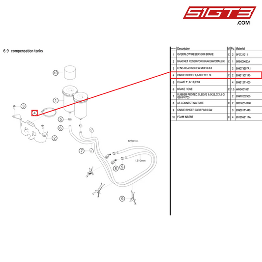 CABLE BINDER 6,0-90 ETFE BL - 99951307140 [PORSCHE 992.1 GT3 R]