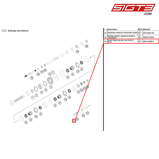 SNAP RING SB 24X1,20 FED-ST B110 - 99915205801 [PORSCHE 991.2 GT3 Cup]