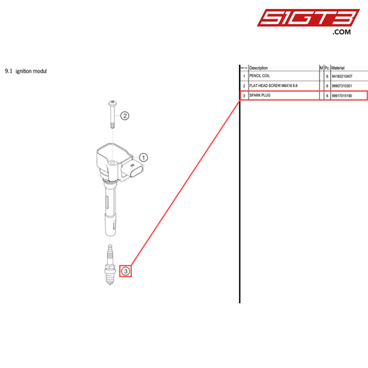 SPARK PLUG - 99917015190 [PORSCHE 718 Cayman GT4 Clubsport]