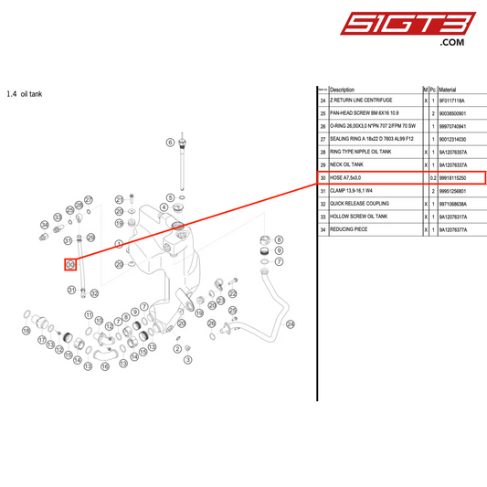 HOSE A7,5x3,0 - 99918115250 [PORSCHE 911 GT3 R Type 991 (GEN 2)]