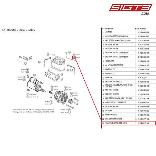 WASHER-SYSTEM HOSE 4,6X1,8 - 99918172240 [PORSCHE 996 GT3 Cup]