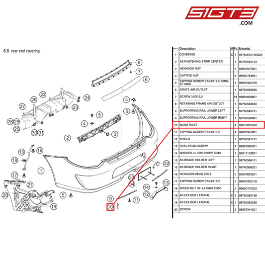BLIND RIVET A3,2X7,9 - 99919010430 [PORSCHE 997.2 GT3 Cup]