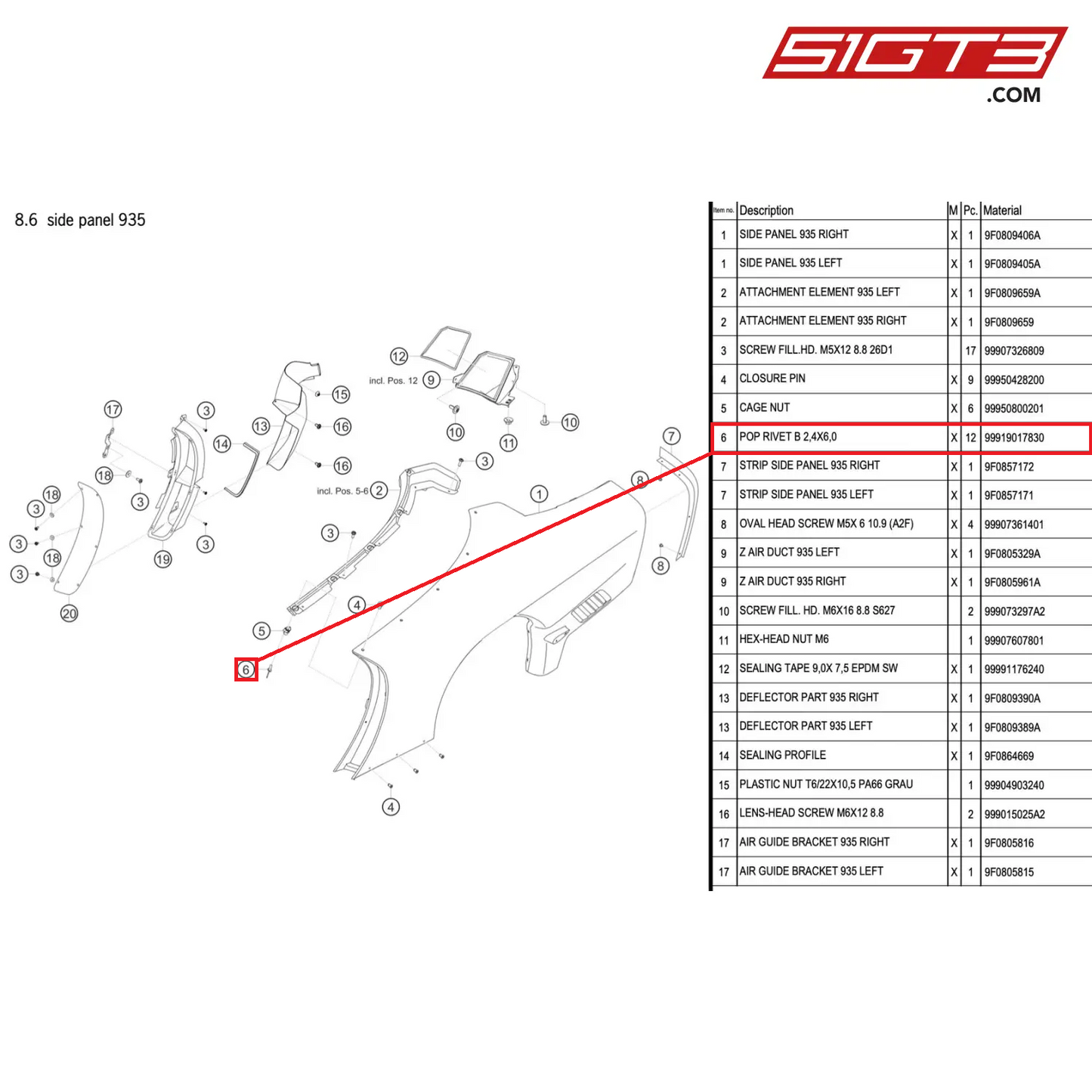 POP RIVET B 2,4X6,0 - 99919017830 [PORSCHE 911 GT2 RS Clubsport]