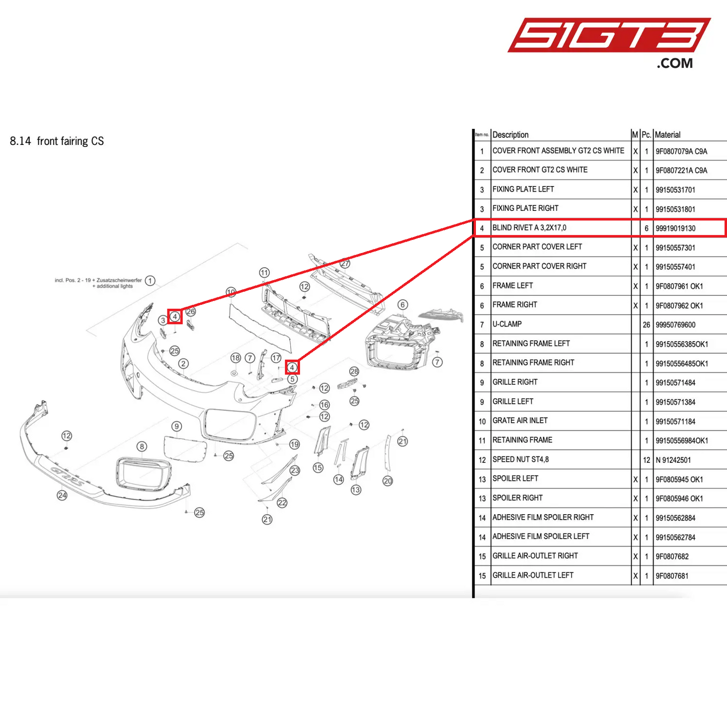 BLIND RIVET A 3,2X17,0 - 99919019130 [PORSCHE 911 GT2 RS Clubsport]