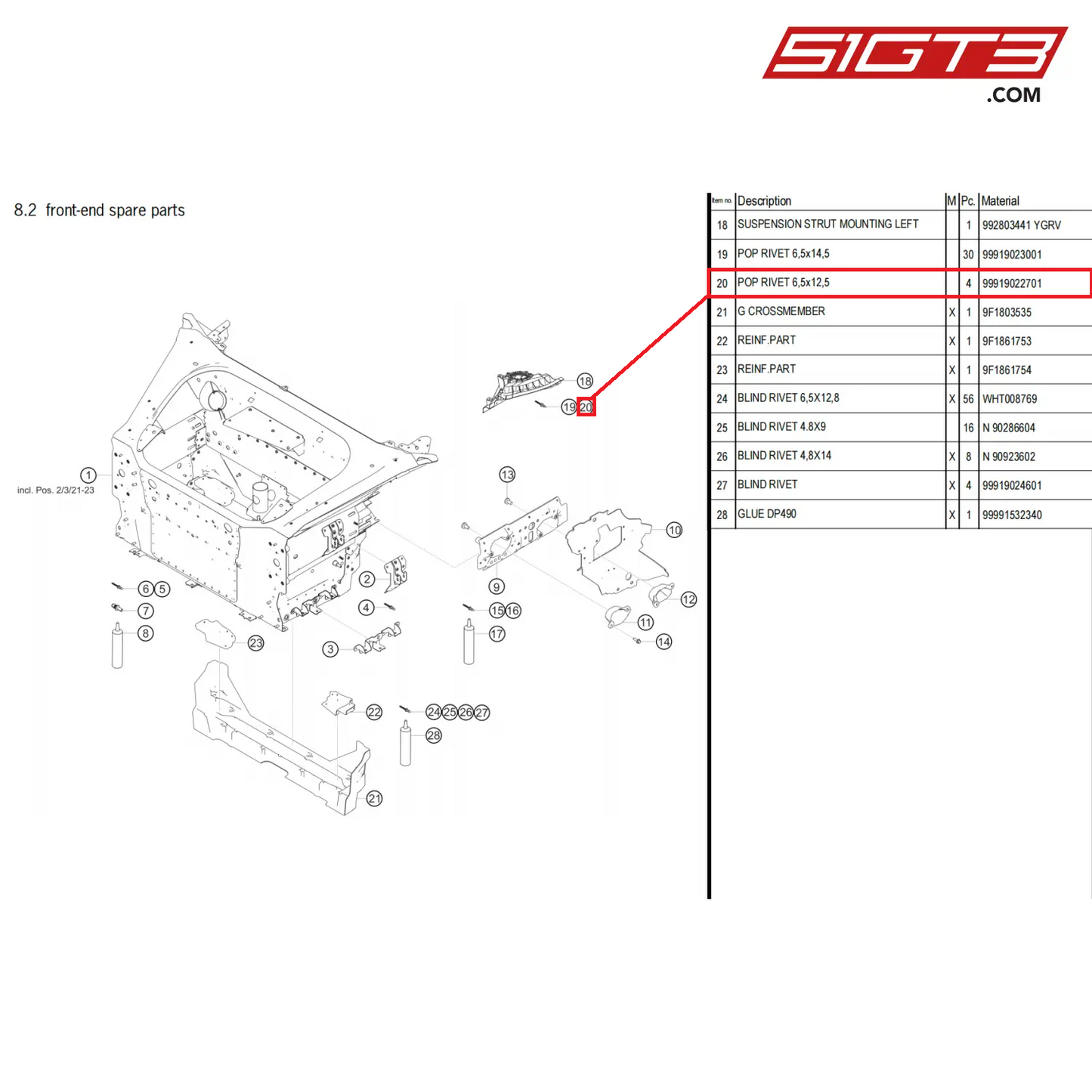 POP RIVET 6,5x12,5 - 99919022701 [PORSCHE 911 GT3 Cup Type 992]