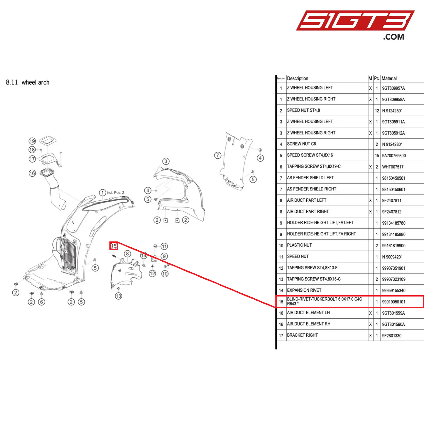 BLIND-RIVET-TUCKERBOLT 6,0X17,0 C4C R643 * - 99919050101 [PORSCHE 718 Cayman GT4 RS Clubsport]