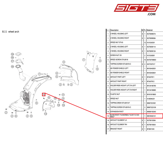 BLIND-RIVET-TUCKERBOLT 6,0X17,0 C4C R643 * - 99919050101 [PORSCHE 718 Cayman GT4 RS Clubsport]