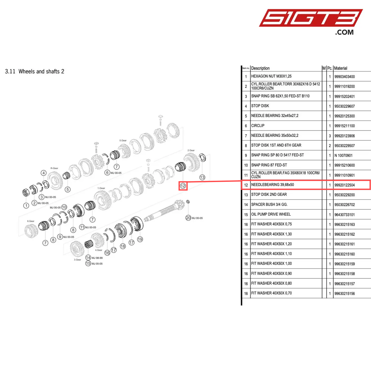 NEEDLEBEARING 39,68x50 - 99920122504 [PORSCHE 996 GT3 Cup]