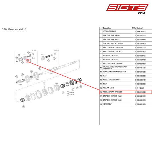 NEEDLE CROWN 20X26X23,8 - 99920122700 [PORSCHE 996 GT3 Cup]