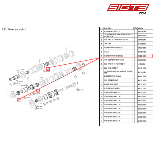 NEEDLE BEARING 35x50x32,2 - 99920123906 [PORSCHE 996 GT3 Cup]