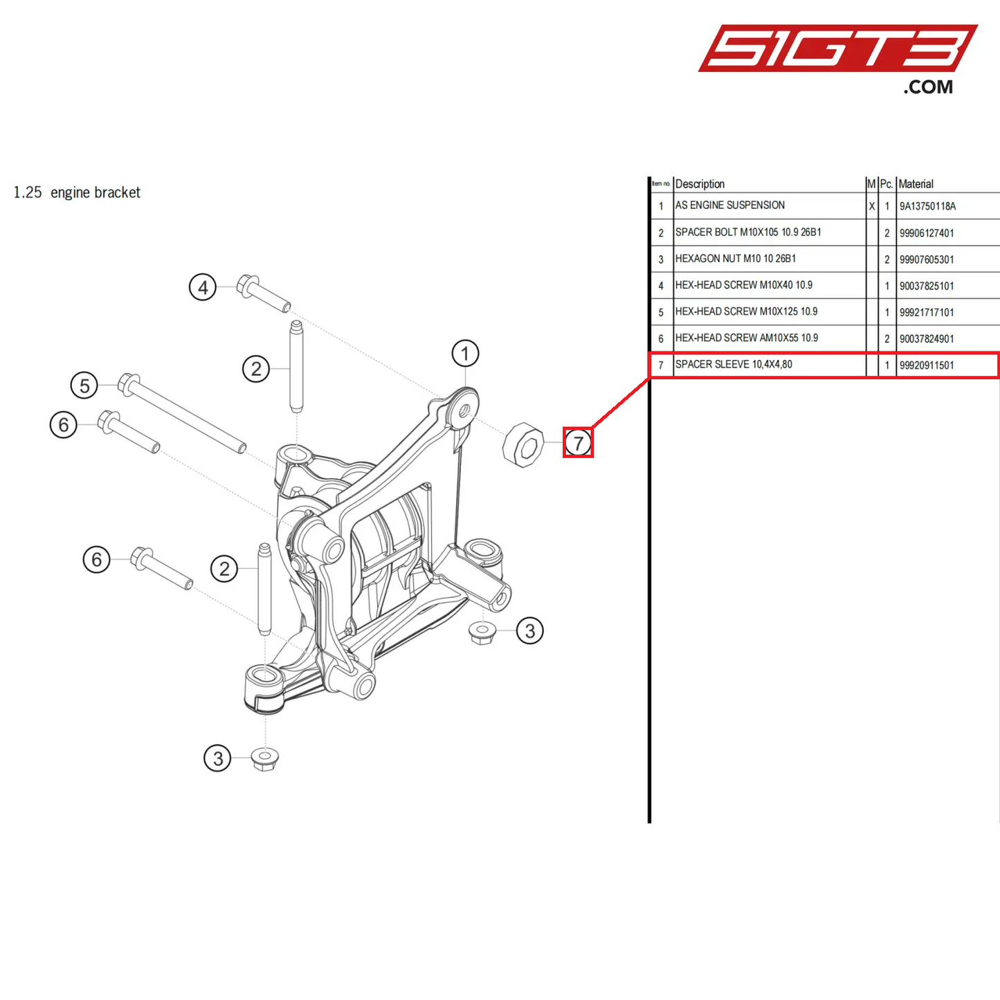 SPACER SLEEVE 10,4X4,80 - 99920911501 [PORSCHE 718 Cayman GT4 Clubsport]