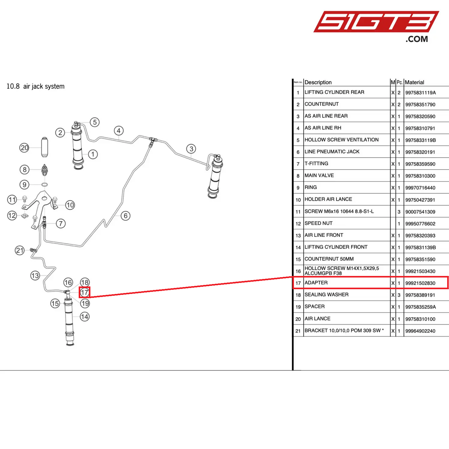 ADAPTER - 99921502830 [PORSCHE 911 GT3 Cup Type 997 (GEN 2)]