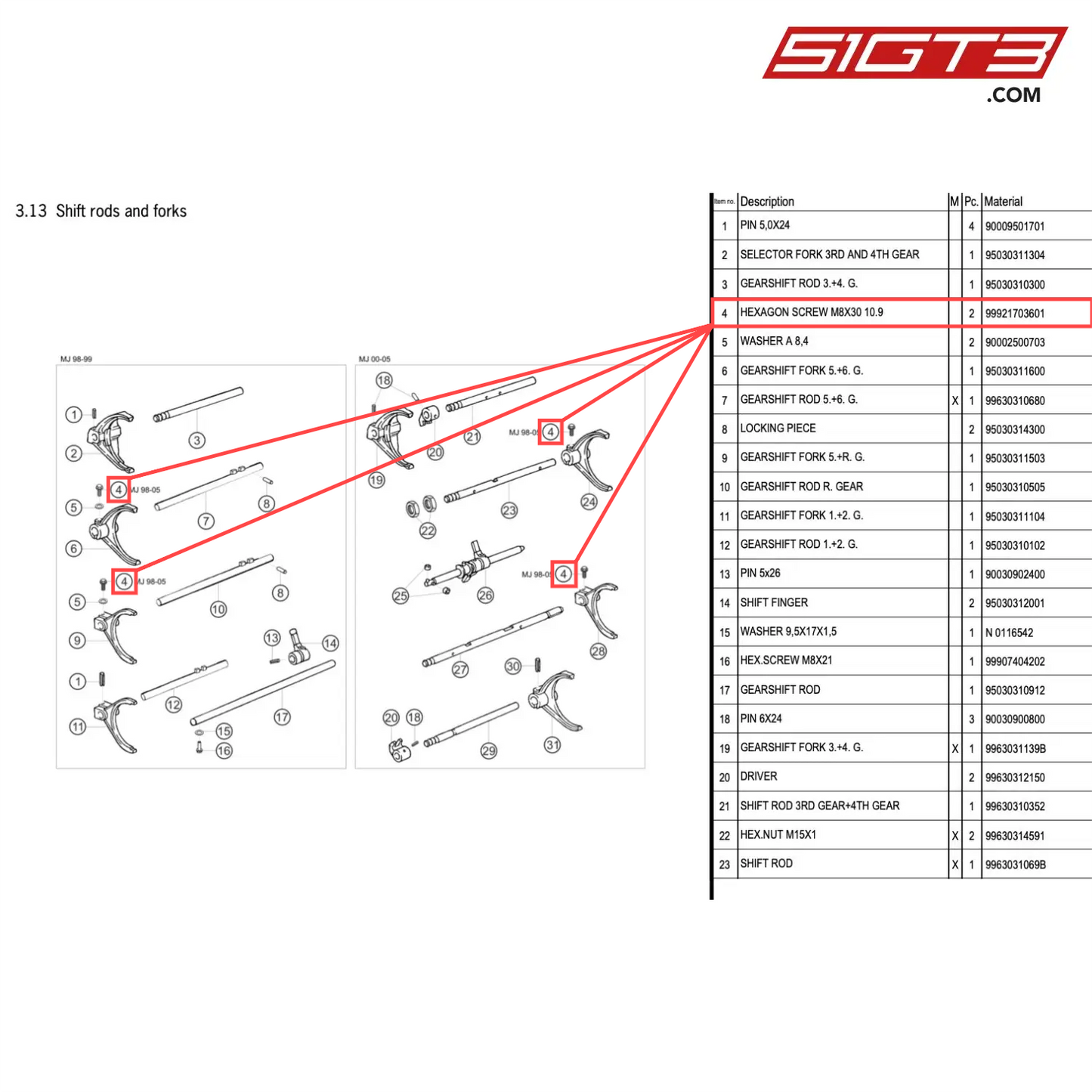 HEXAGON SCREW M8X30 10.9 - 99921703601 [PORSCHE 996 GT3 Cup]