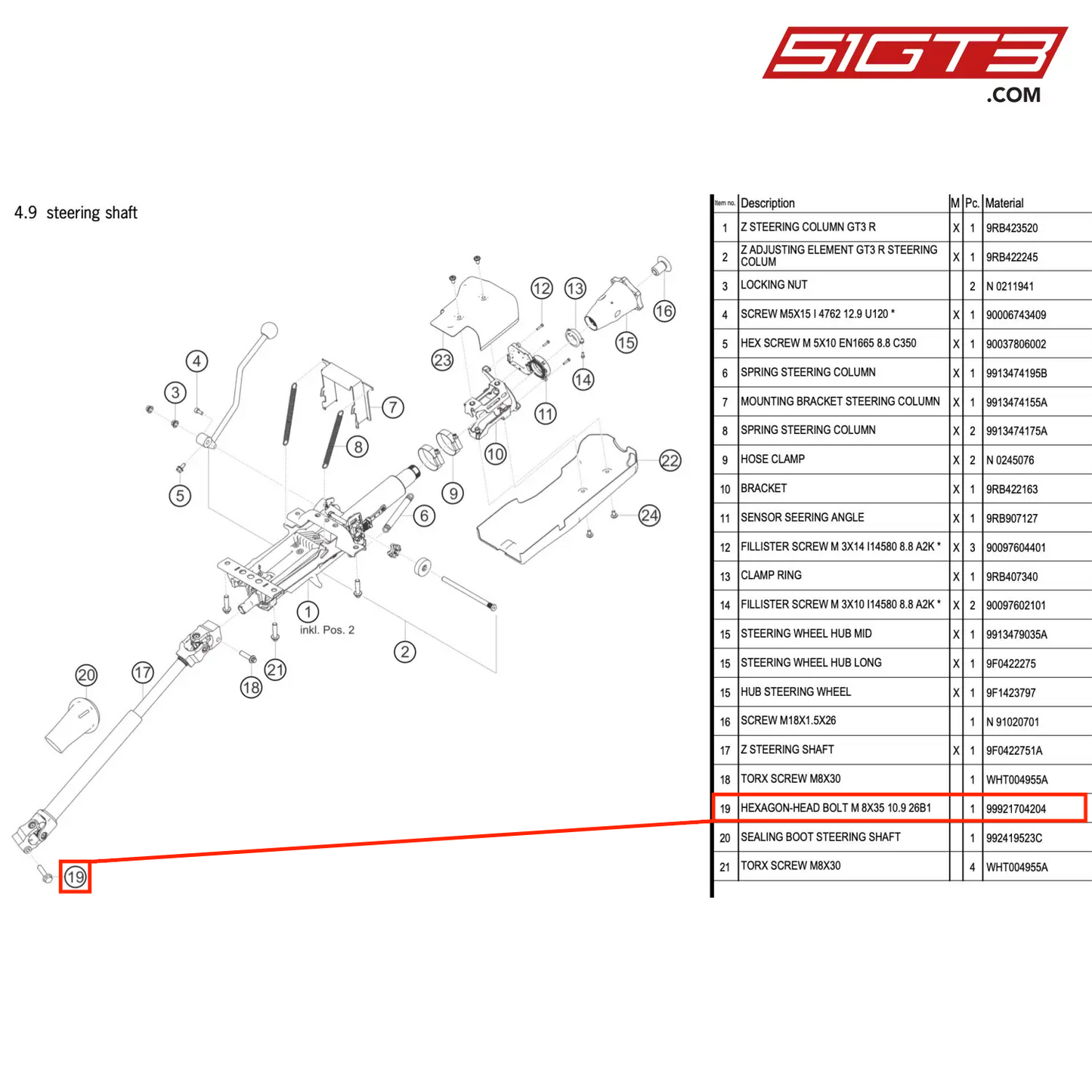 HEXAGON-HEAD BOLT M 8X35 10.9 26B1 - 99921704204 [PORSCHE 992.1 GT3 R]