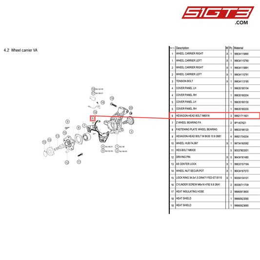 HEXAGON-HEAD BOLT M6X16 - 99921711601 [PORSCHE 996 GT3 Cup]