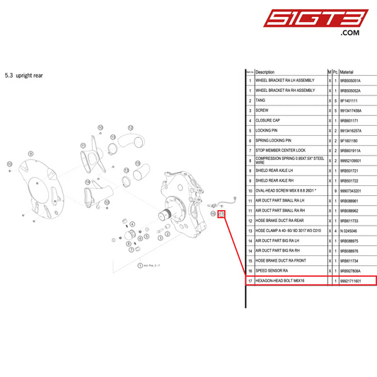 HEXAGON-HEAD BOLT M6X16 - 99921711601 [PORSCHE 992.1 GT3 R]