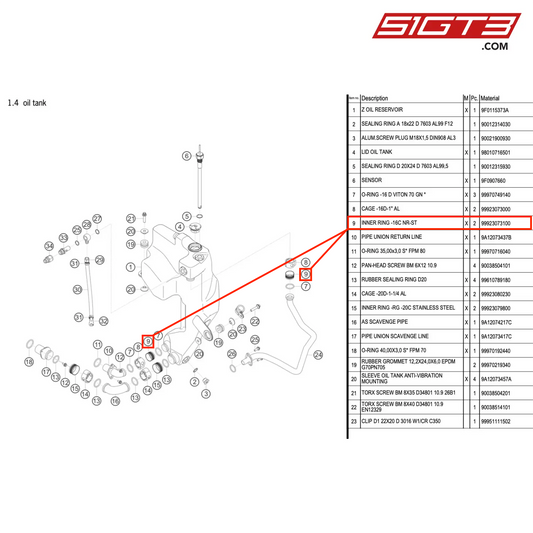 INNER RING -16C NR-ST - 99923073100 [PORSCHE 911 GT3 R Type 991 (GEN 2)]