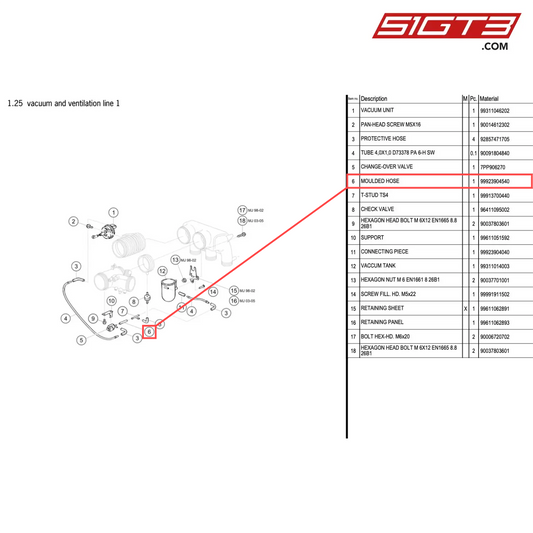 MOULDED HOSE - 99923904540 [PORSCHE 996 GT3 Cup]