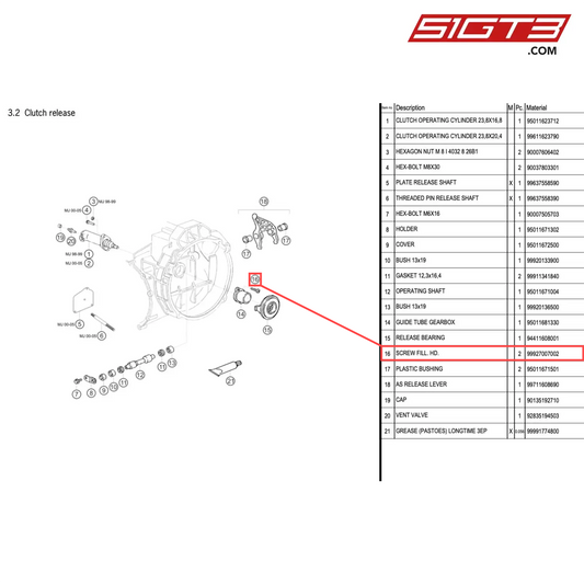 SCREW FILL. HD. - 99927007002 [PORSCHE 996 GT3 Cup]