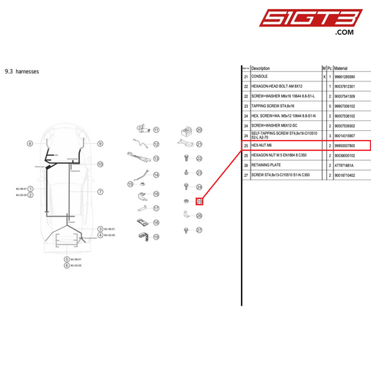 HEX-NUT M6 - 99950007800 [PORSCHE 996 GT3 Cup]