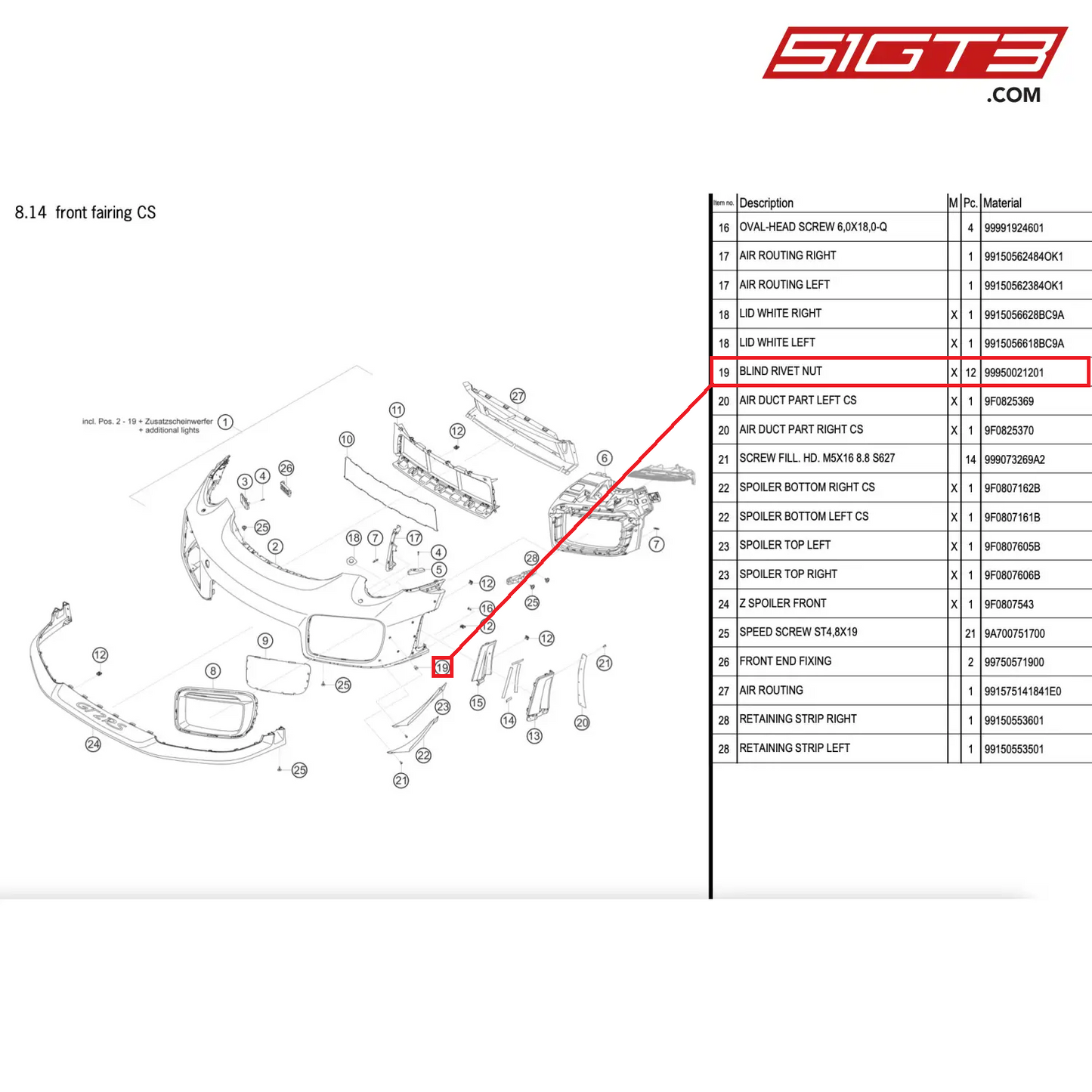 BLIND RIVET NUT - 99950021201 [PORSCHE 911 GT2 RS Clubsport]