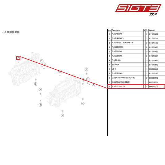 PLUG 10,2 PN1225 - 99950108230 [PORSCHE 996 GT3 Cup]