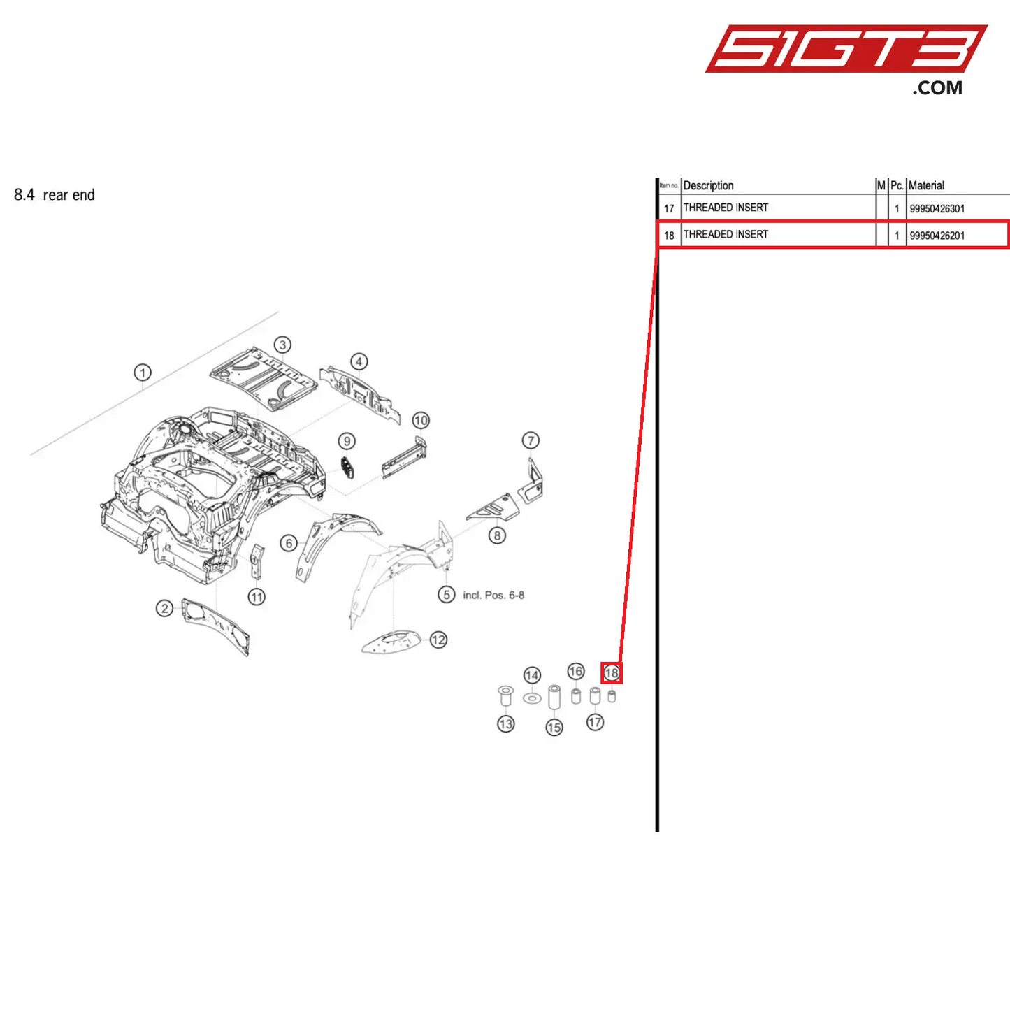 THREADED INSERT - 99950426201 [PORSCHE 718 Cayman GT4 RS Clubsport]