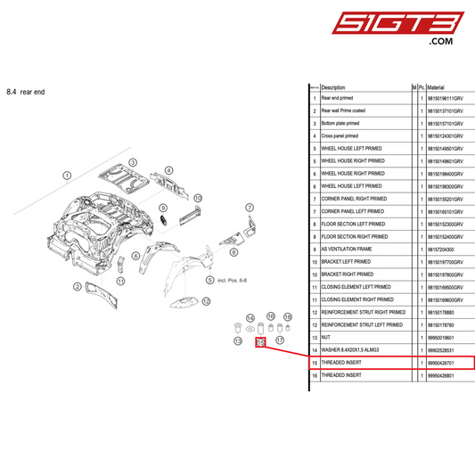 THREADED INSERT - 99950426701 [PORSCHE 718 Cayman GT4 RS Clubsport]