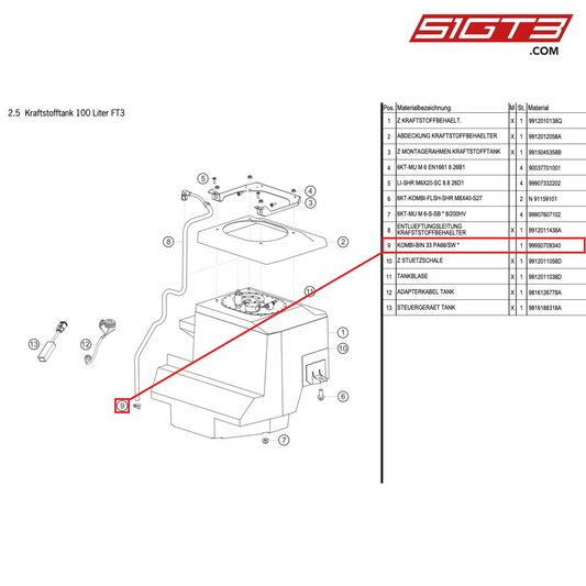 CABLE BINDER 33 PA66/SW * - 99950709340 [PORSCHE Cayman 981 GT4 Clubsport]