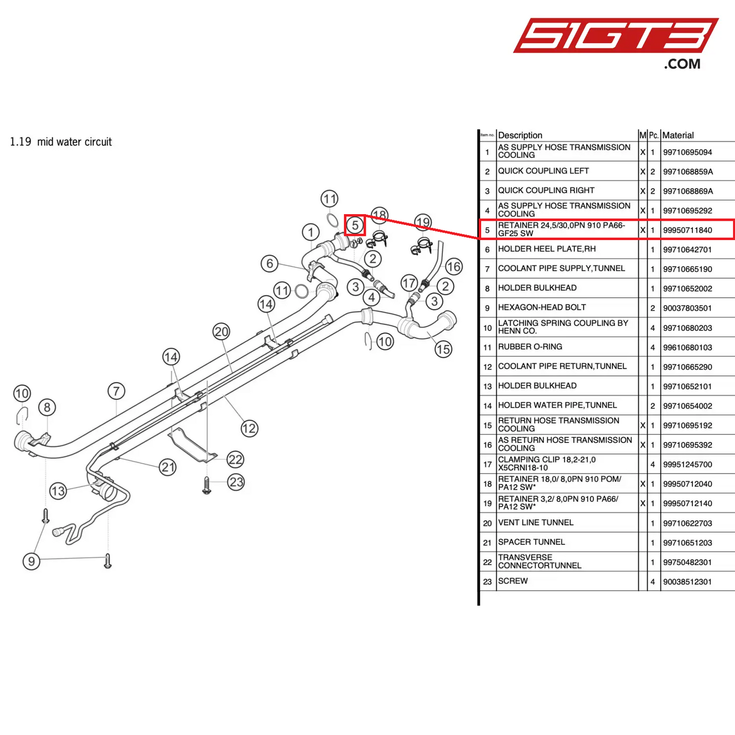 RETAINER 24,5/30,0PN 910 PA66-GF25 SW - 99950711840 [PORSCHE 997.2 GT3 Cup]