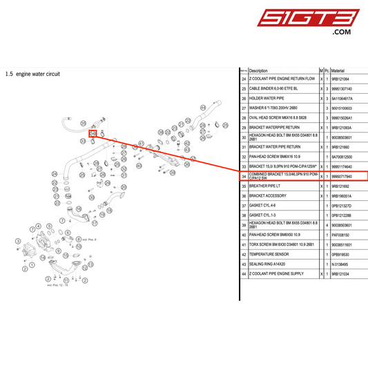 COMBINED BRACKET 15,0/46,0PN 910 POM-C/PA12 SW - 99950717940 [PORSCHE 992.1 GT3 R]