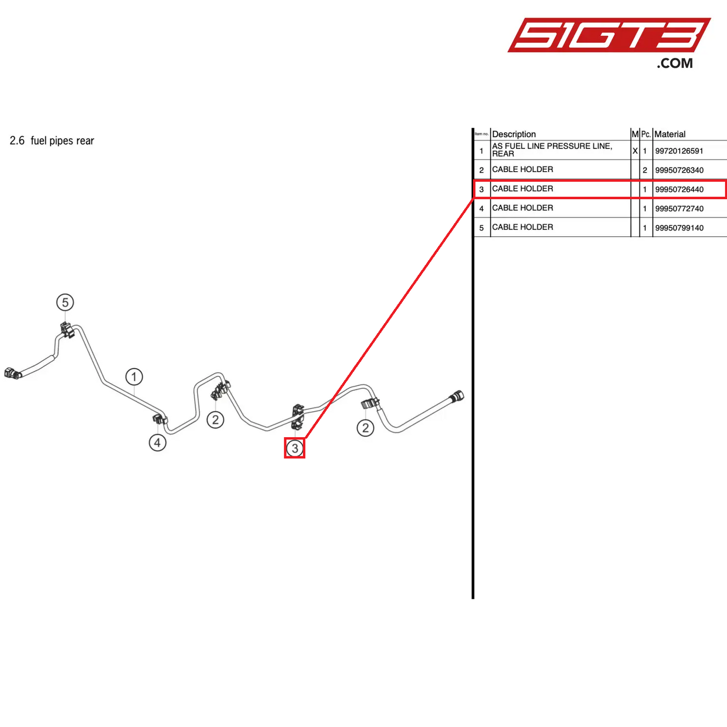 SUPPORT DE CÂBLE - 99950726440 [PORSCHE 997.2 GT3 Cup]