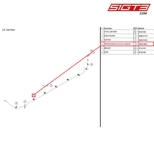 PIPE RETAINING CLIP 8.0/12.0 PA66 SW - 99950726940 [PORSCHE 718 Cayman GT4 RS Clubsport]