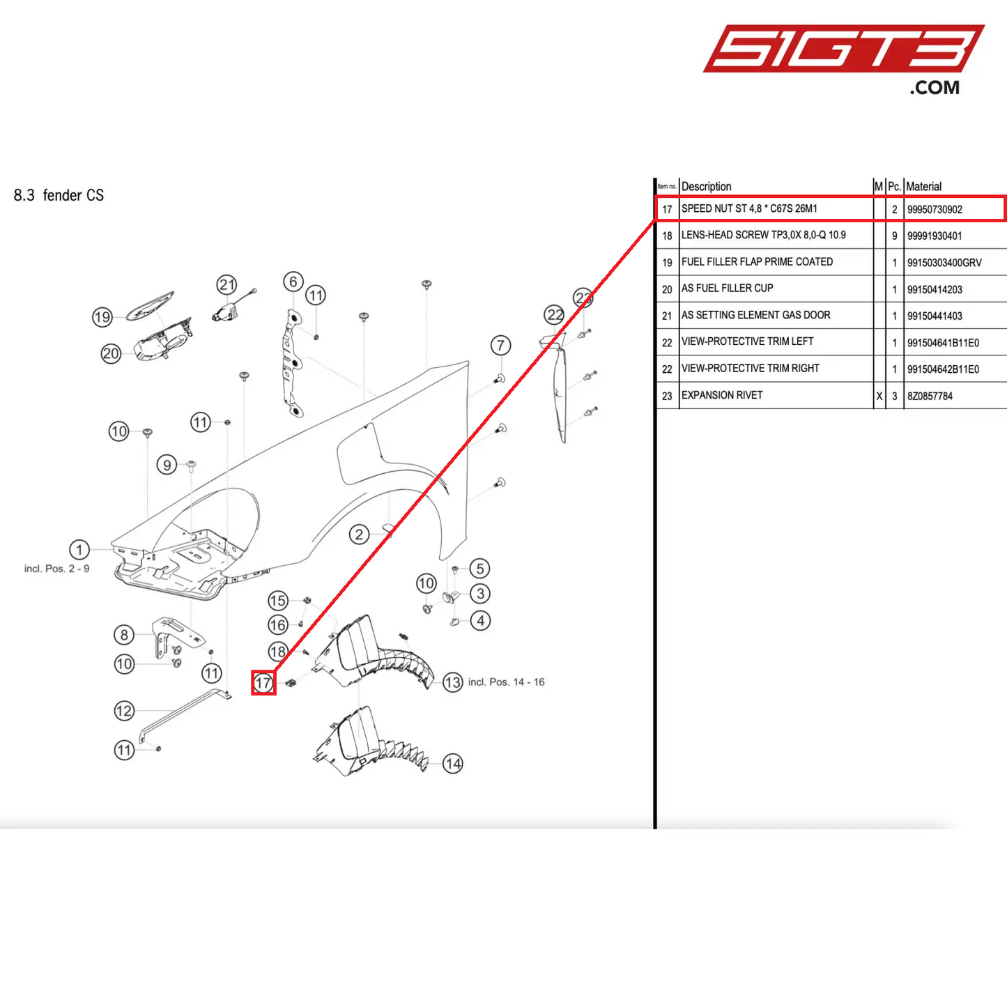 SPEED NUT ST 4,8 * C67S 26M1 - 99950730902 [PORSCHE 911 GT2 RS Clubsport]