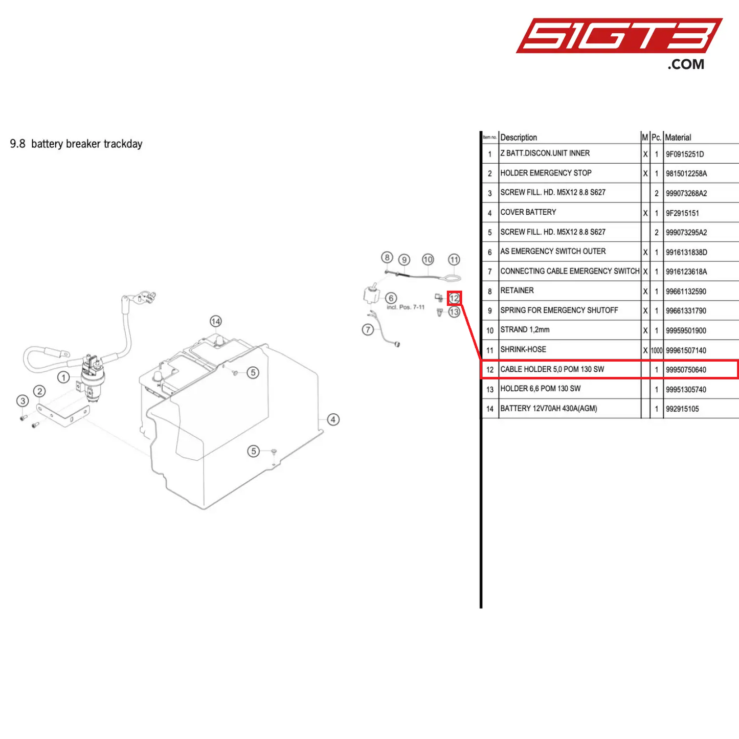 CABLE HOLDER 5,0 POM 130 SW - 99950750640 [PORSCHE 718 Cayman GT4 Clubsport]