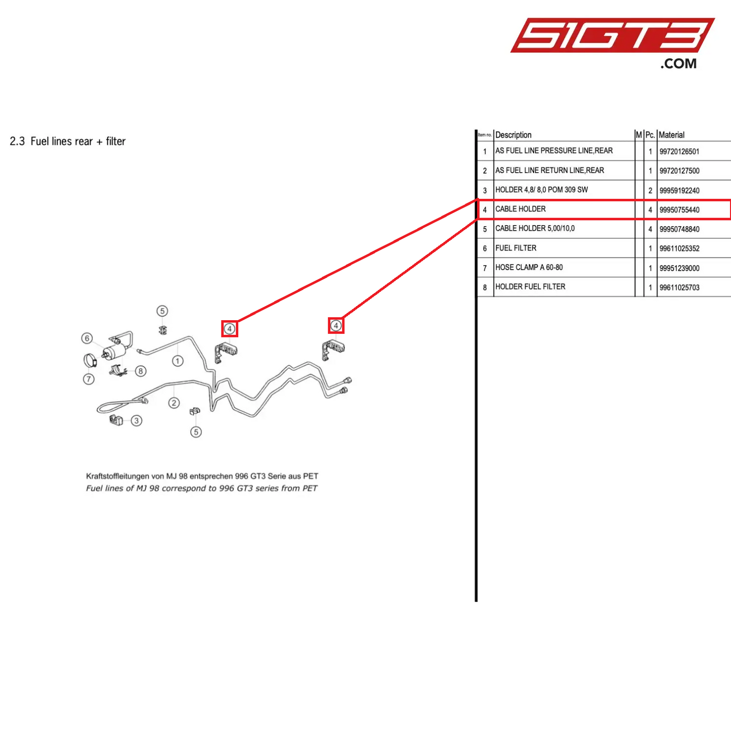 CABLE HOLDER - 99950755440 [PORSCHE 996 GT3 Cup]