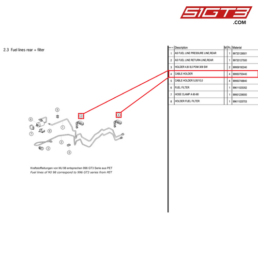 CABLE HOLDER - 99950755440 [PORSCHE 996 GT3 Cup]